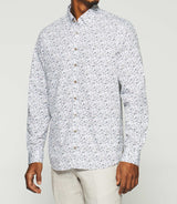 KELYAN white and blue floral print shirt