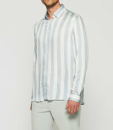 White and sky satin striped shirt KENNA