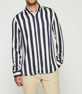 White and navy satin striped shirt KENNA