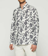 White and navy floral printed shirt KERY