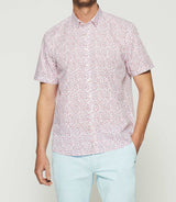 White and pink printed short sleeve shirt KIM