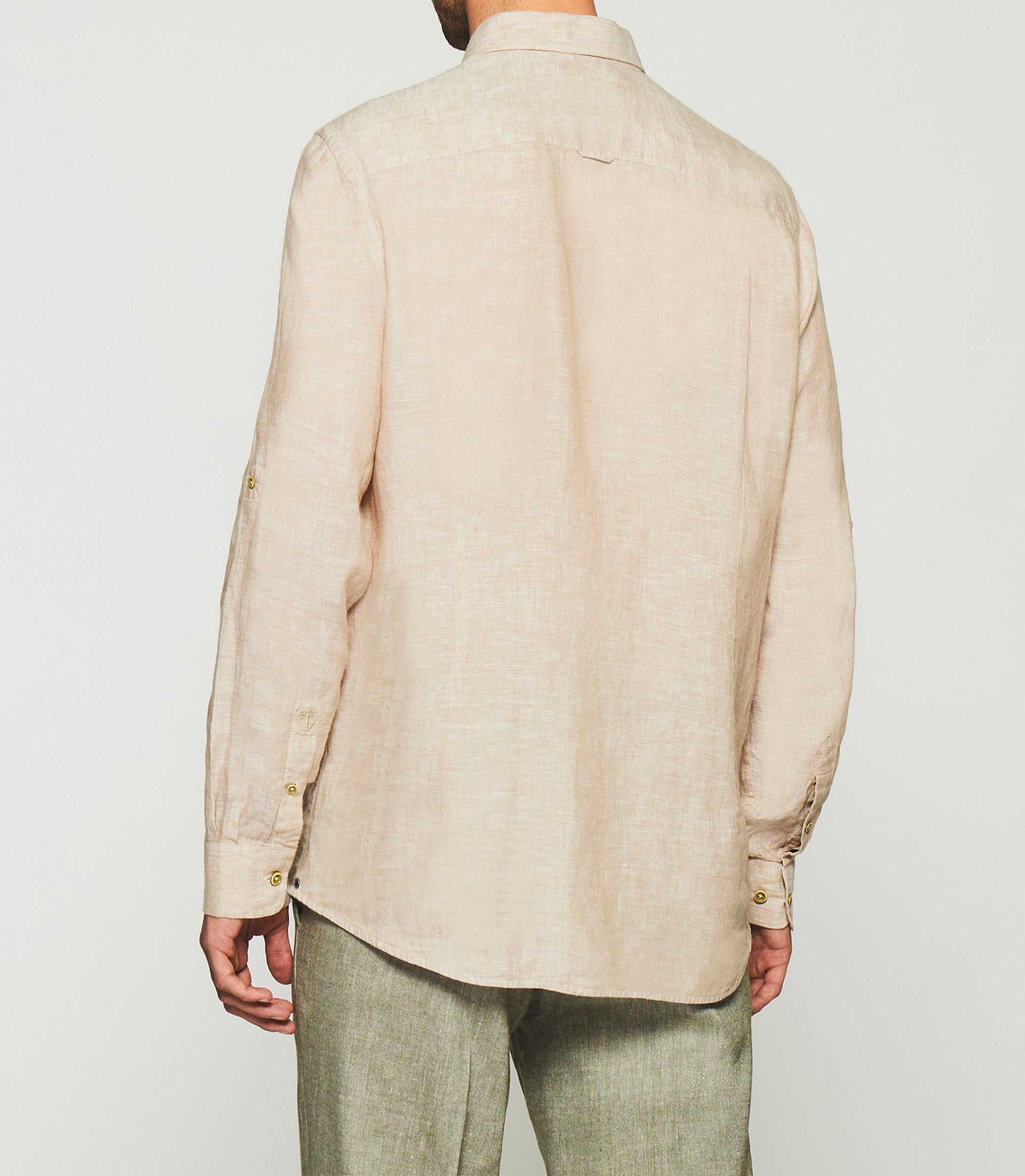 Plain beige linen shirt KISS