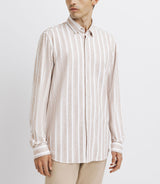 Chemise casual rayée beige et blanche