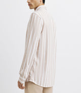 Beige and white striped casual shirt