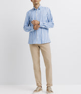 Blue and white striped casual shirt