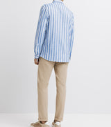 Blue and white striped casual shirt