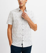 Chemise casual en coton à fleurs blanche - IZAC