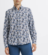 Chemise casual fleurie bleue - IZAC