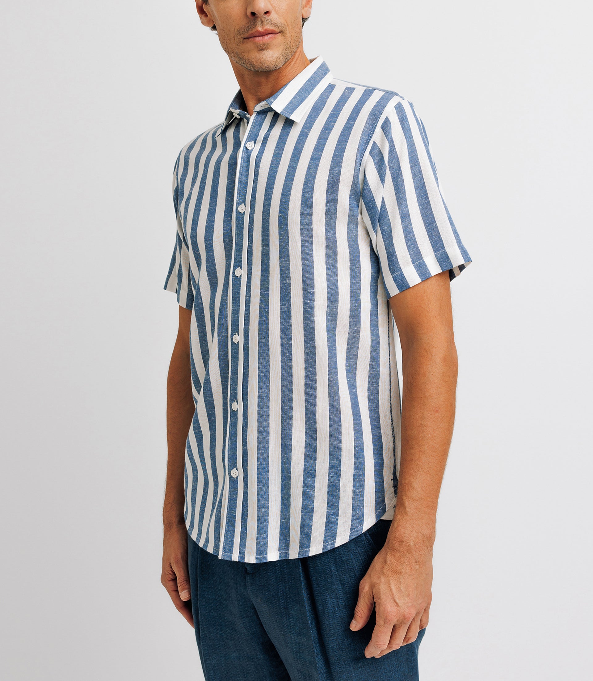 Blue striped casual shirt