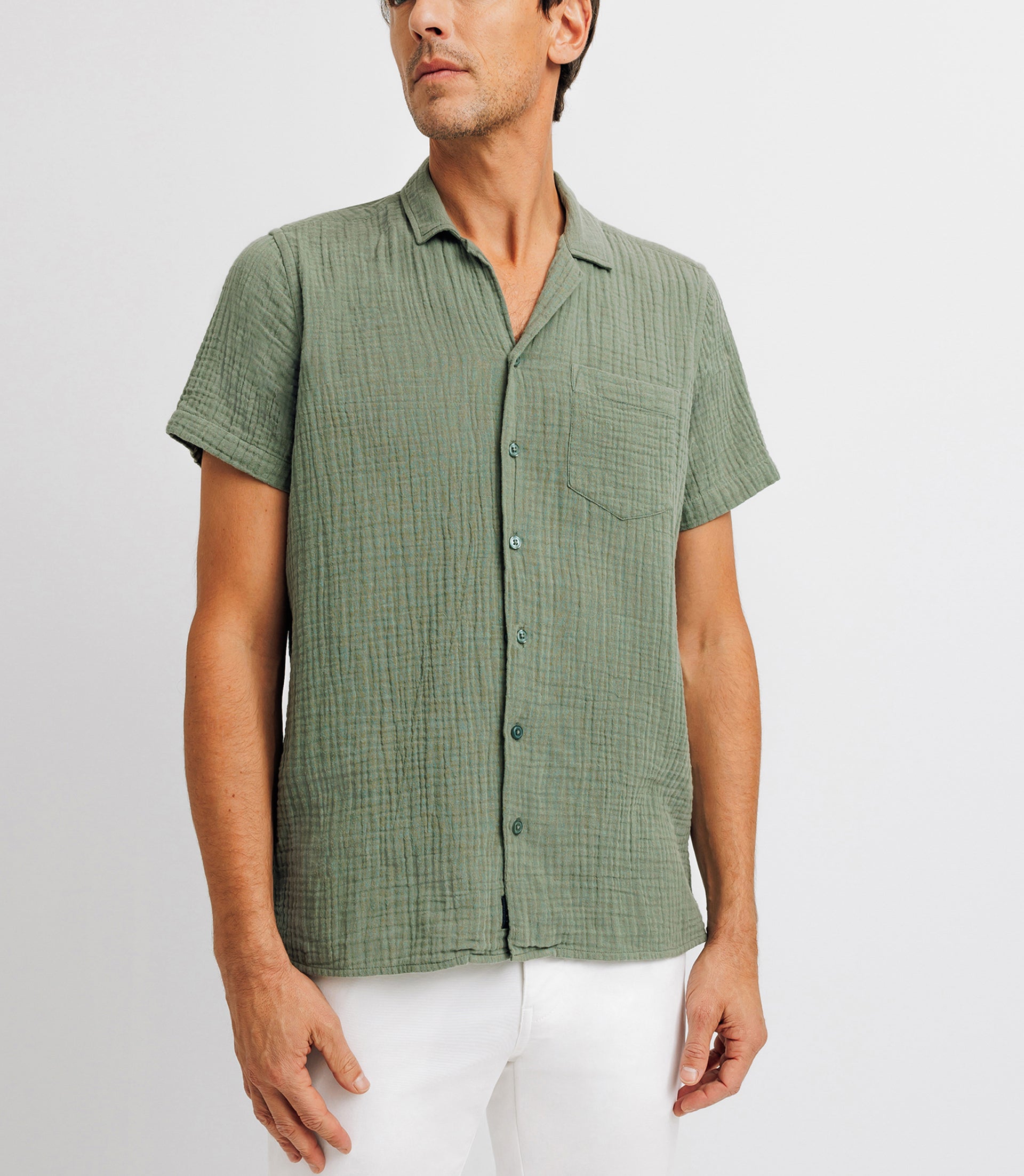 Green cotton casual shirt