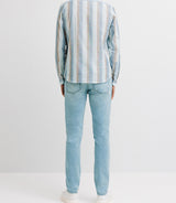 Blue -striped cotton casual shirt