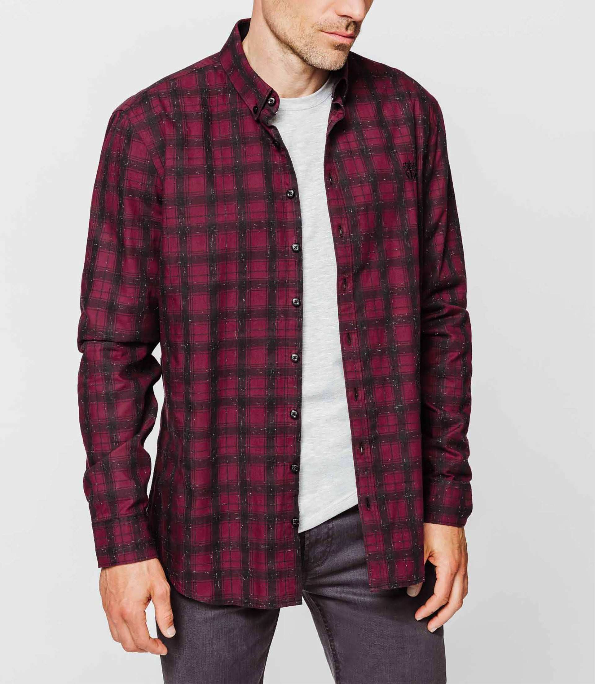 Chemise carreaux bordeauxIZAC