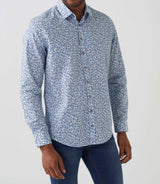 Chemise casual imprimée blanche - marine "Aloha" - IZAC