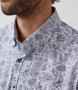 Amir" navy-white printed casual shirt