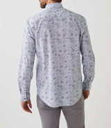 Amir" navy-white printed casual shirt