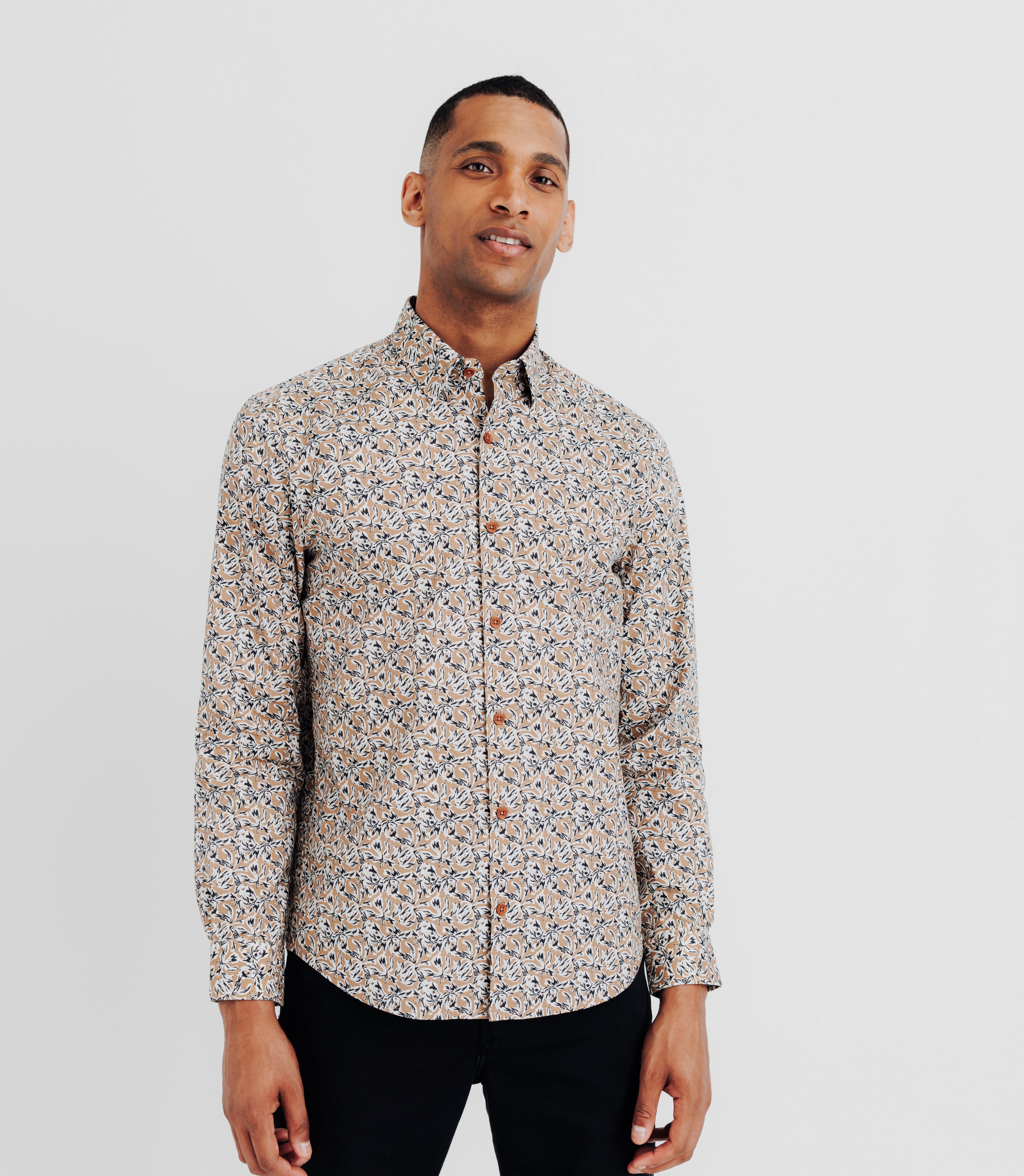 Shirt with Camel floral print