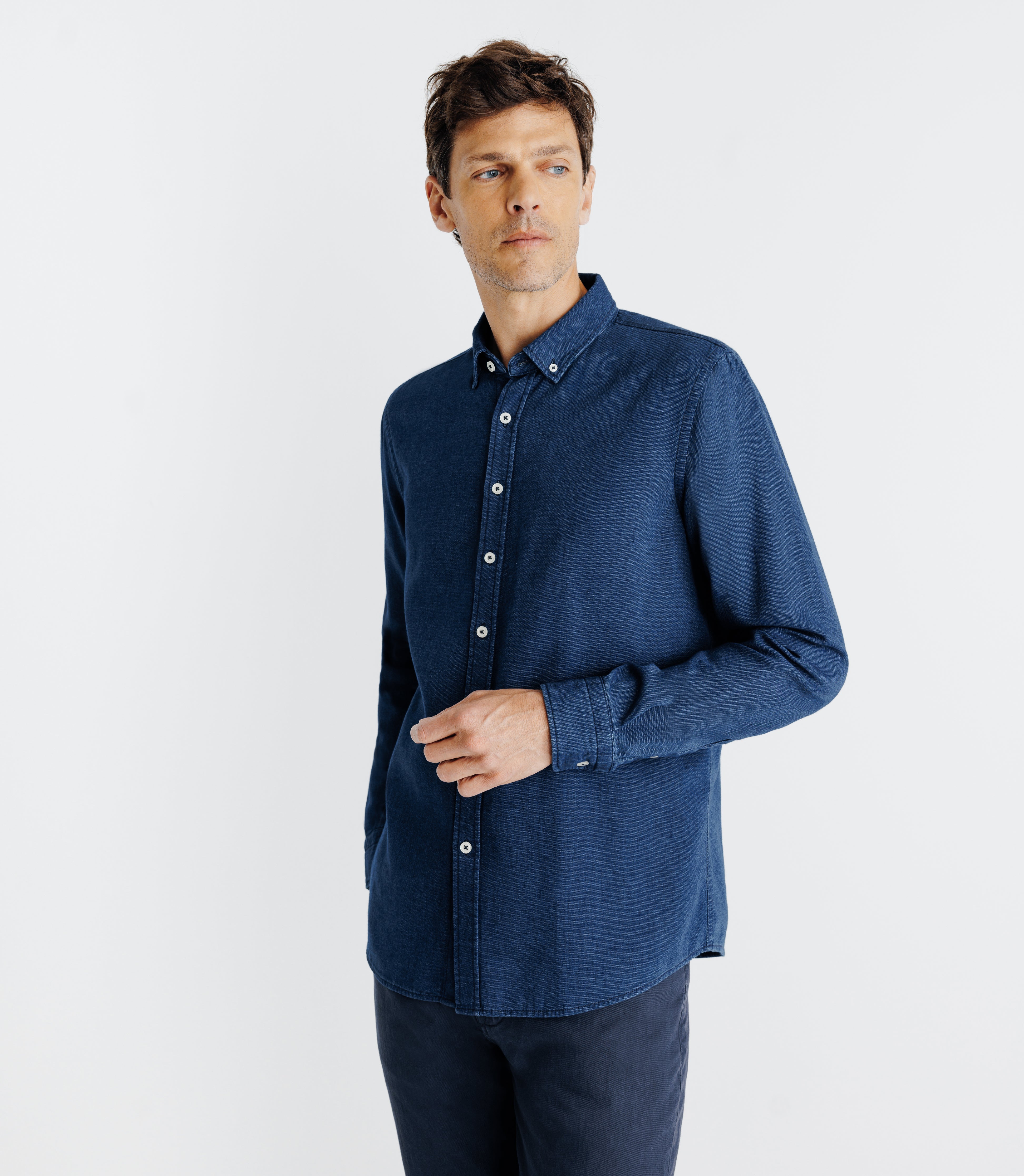 Chemise col boutonné bleue - IZAC