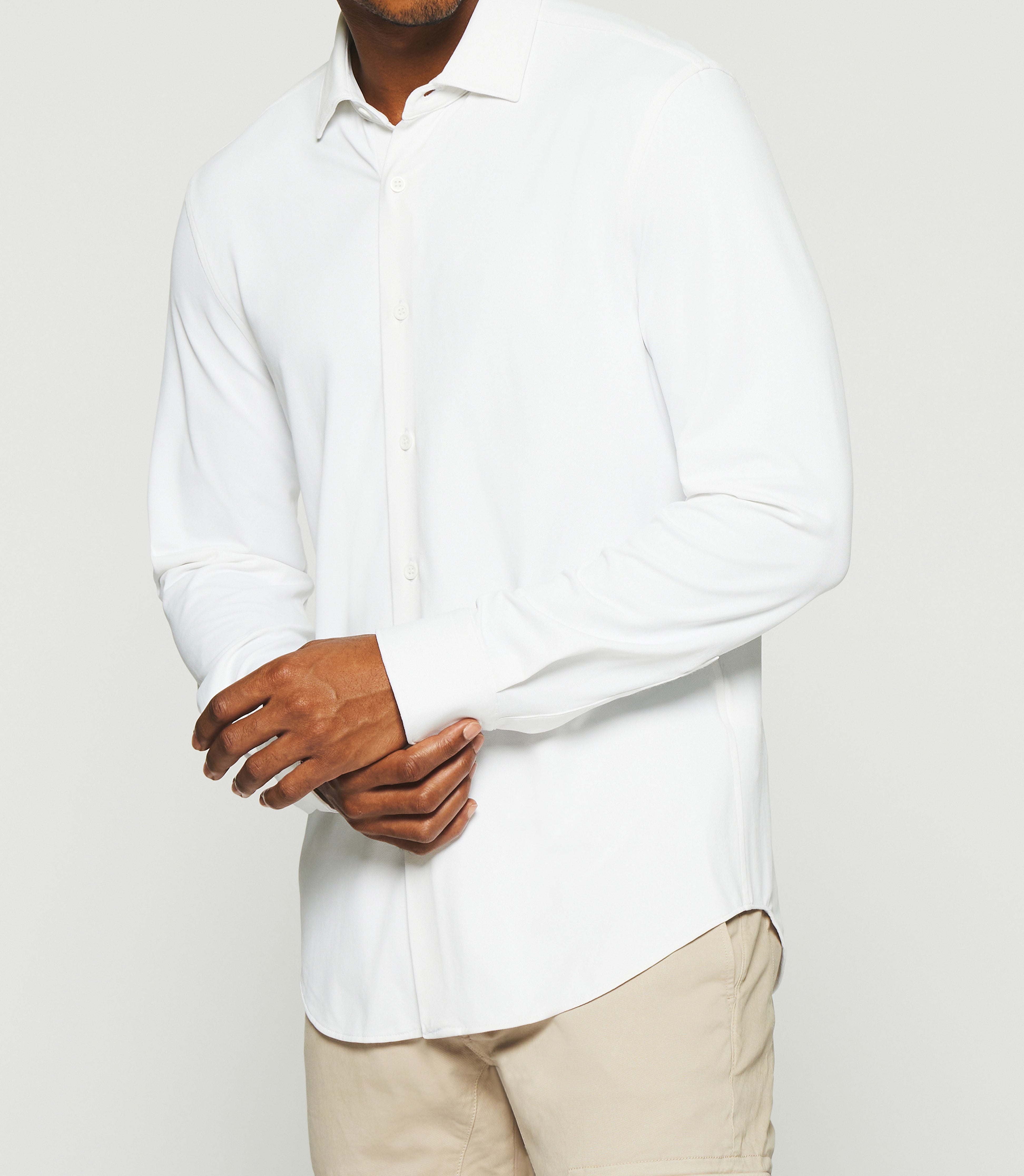 MELCHIOR regular shirt in white piqué knit