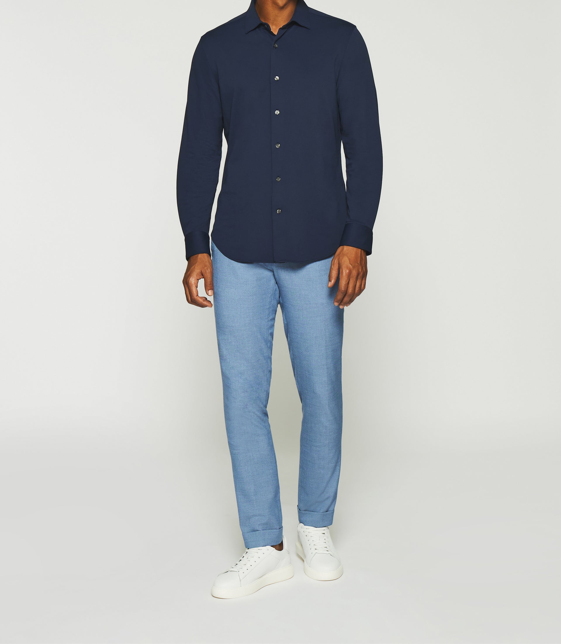 MELCHIOR regular navy pique shirt