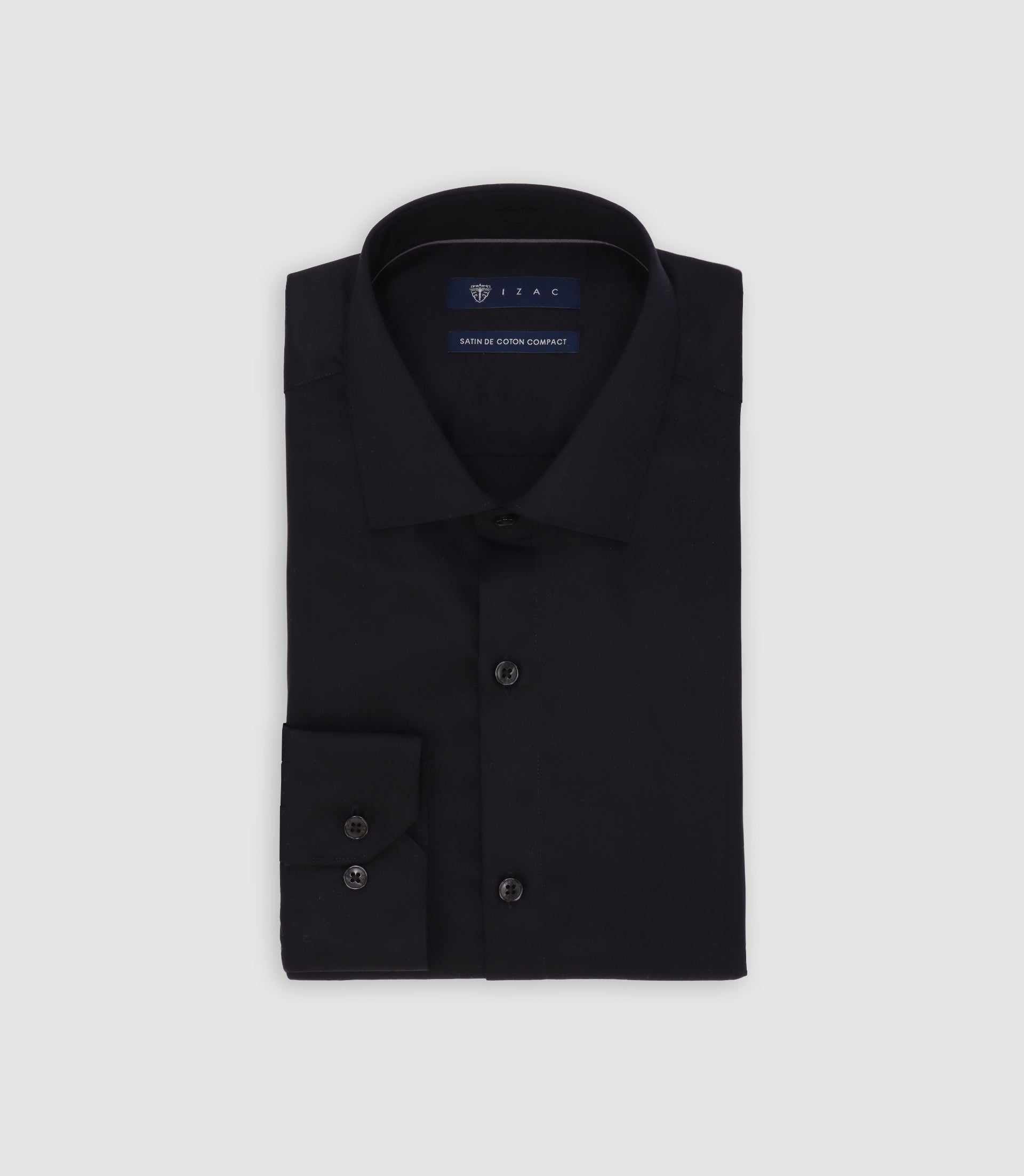 Chemise col italien noire - IZAC