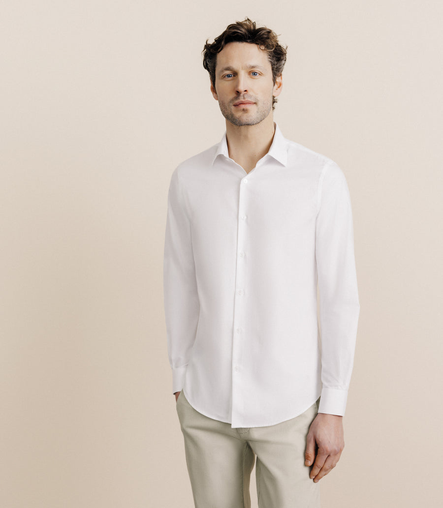 White wrinkle-resistant twill shirt