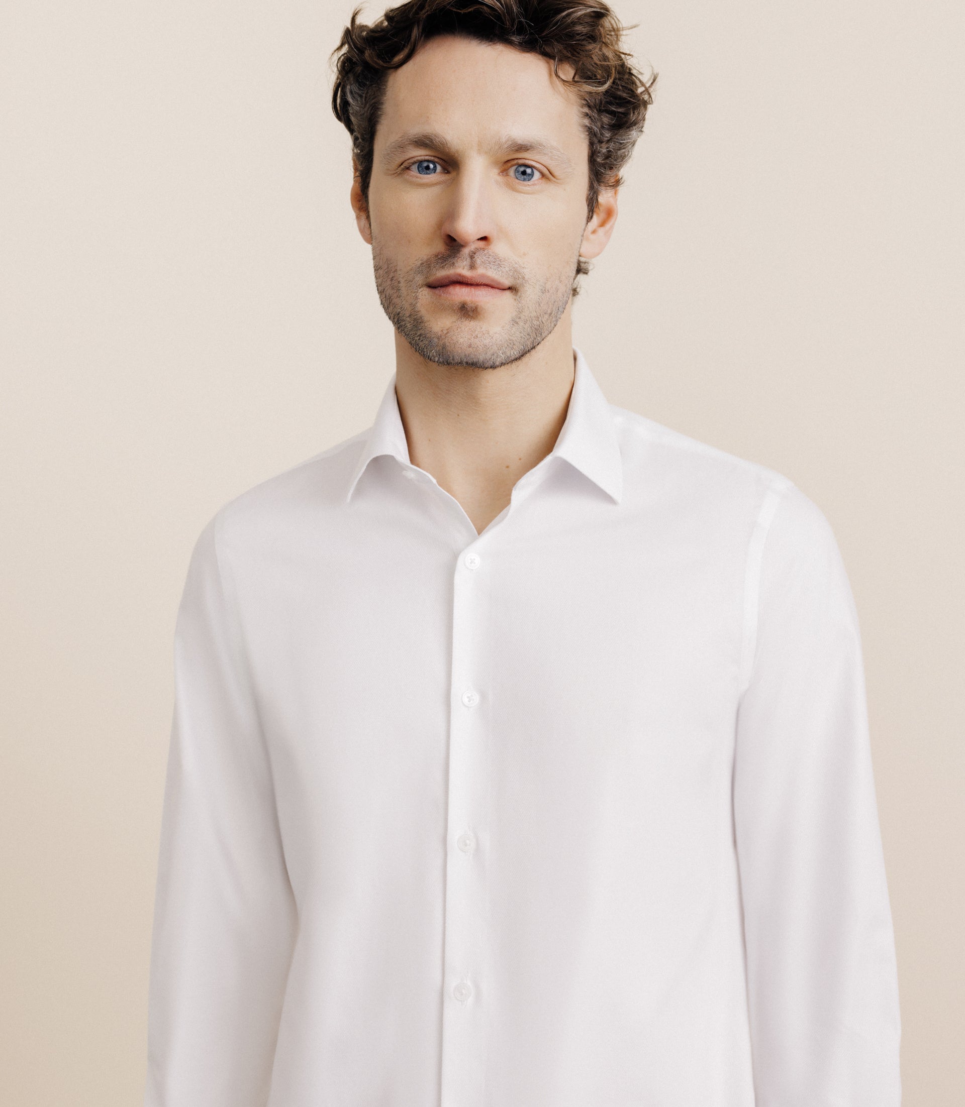 White wrinkle-resistant twill shirt