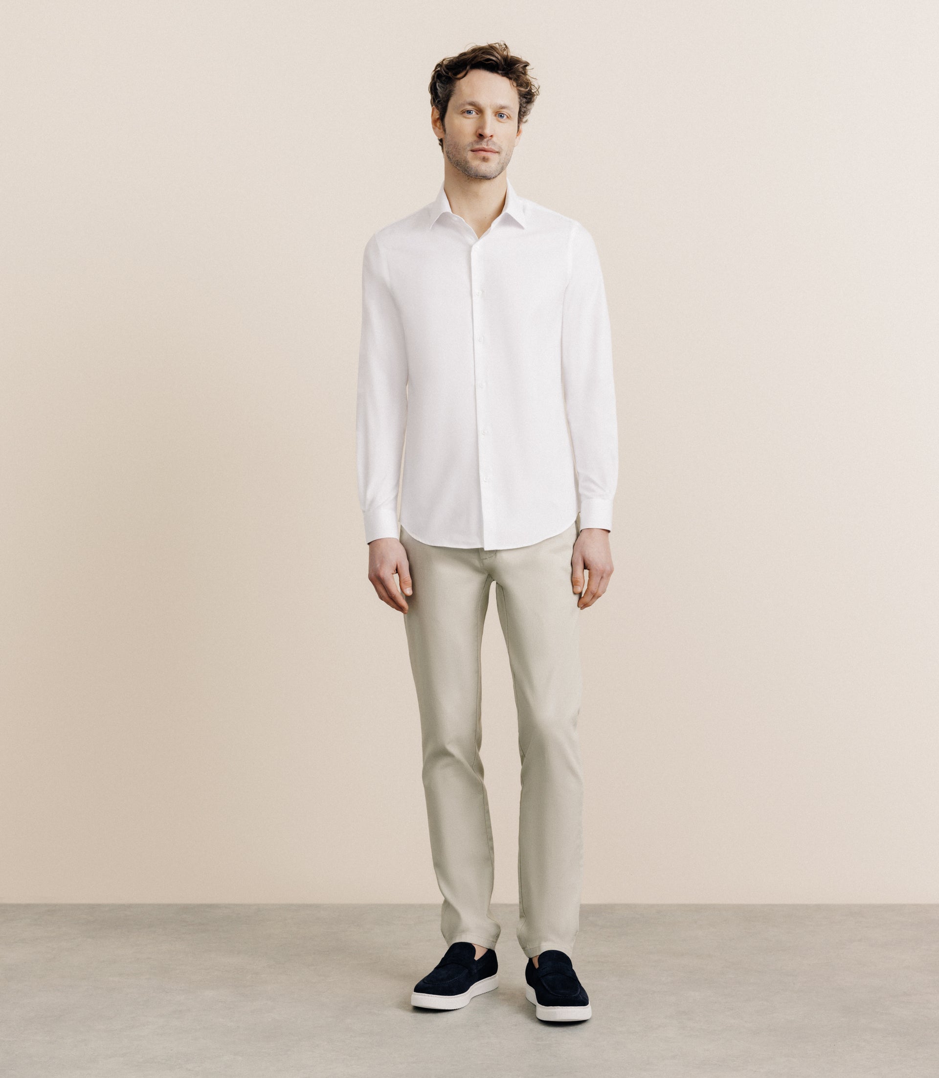 White wrinkle-resistant twill shirt