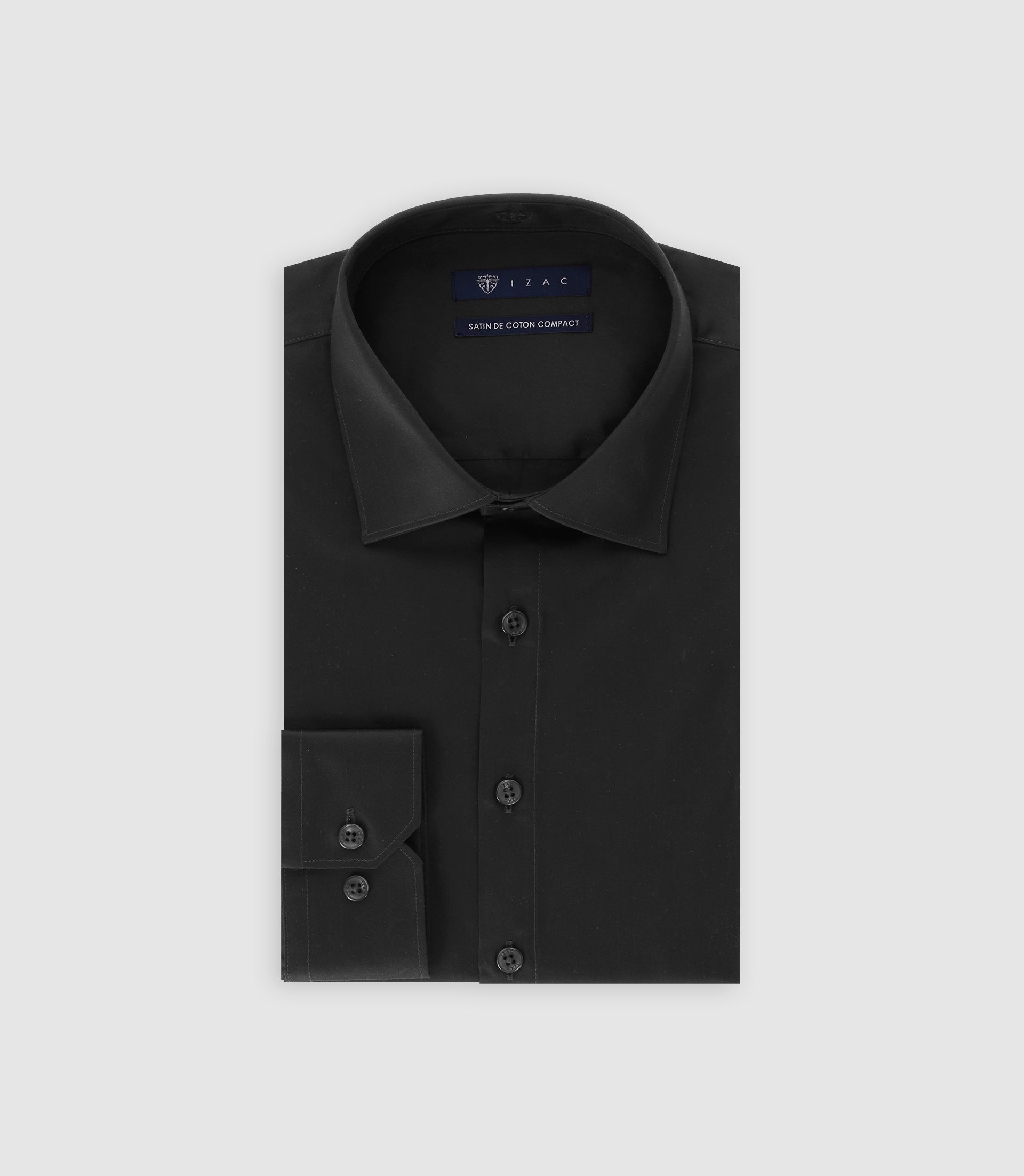 Slim-fit shirt in BLACK cotton satin