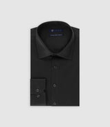 Chemise slim en satin de coton NOIR