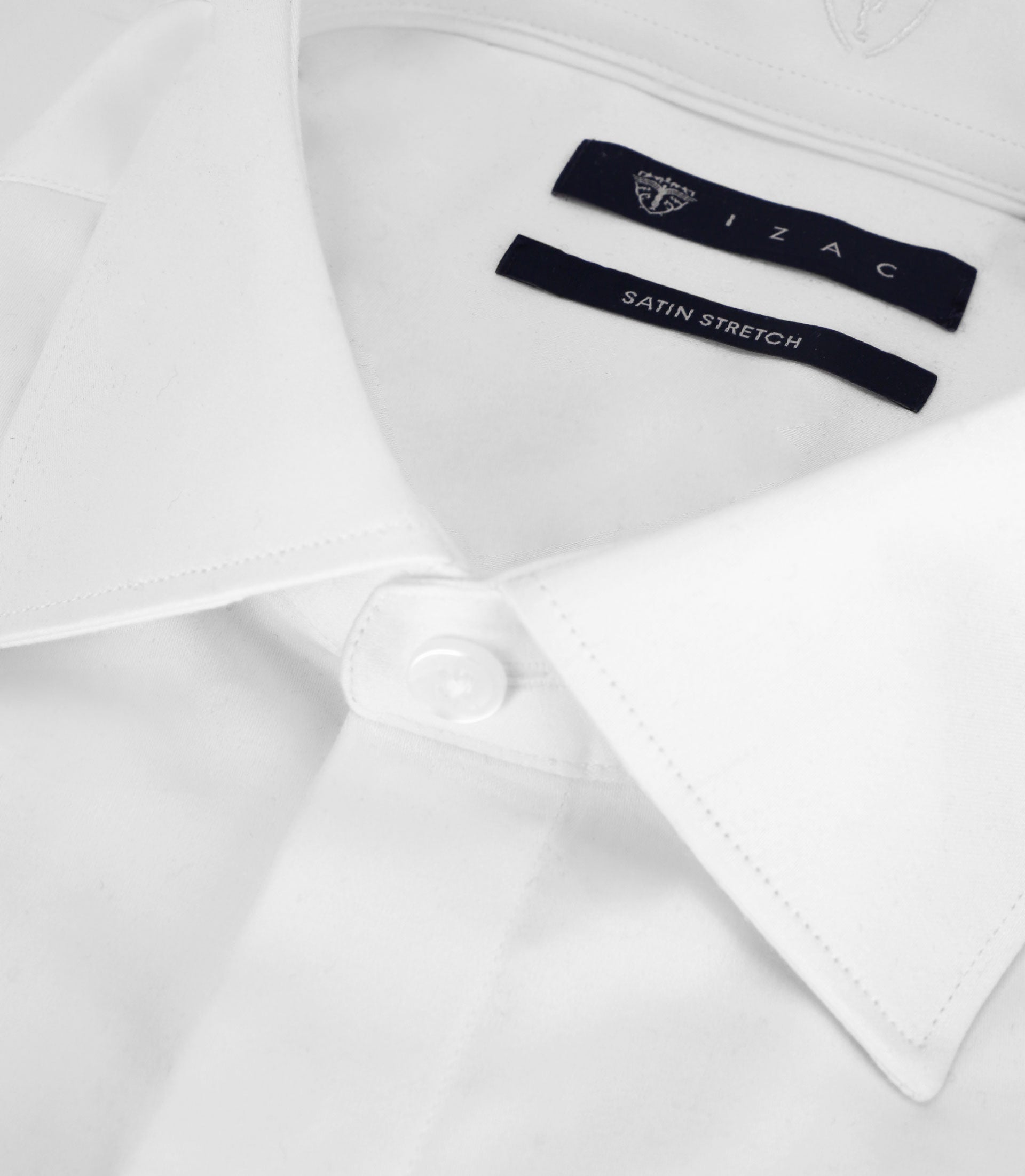 Italian collar shirt in white cotton satin