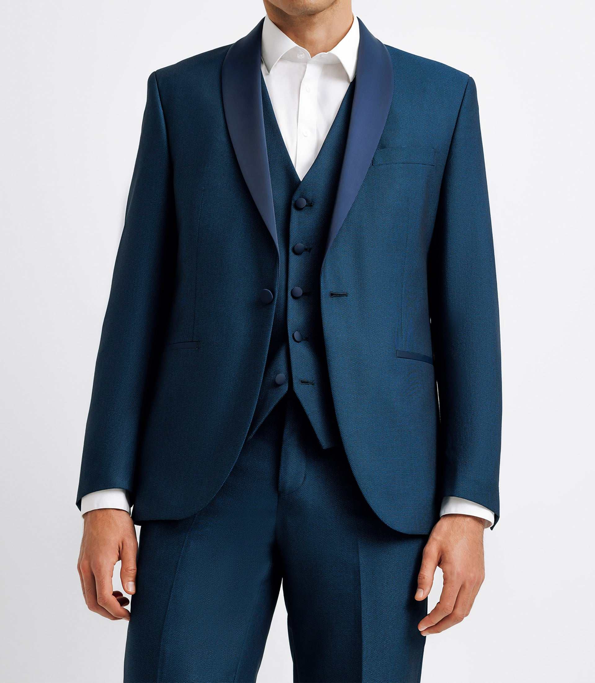 Ceremony suit with blue hem