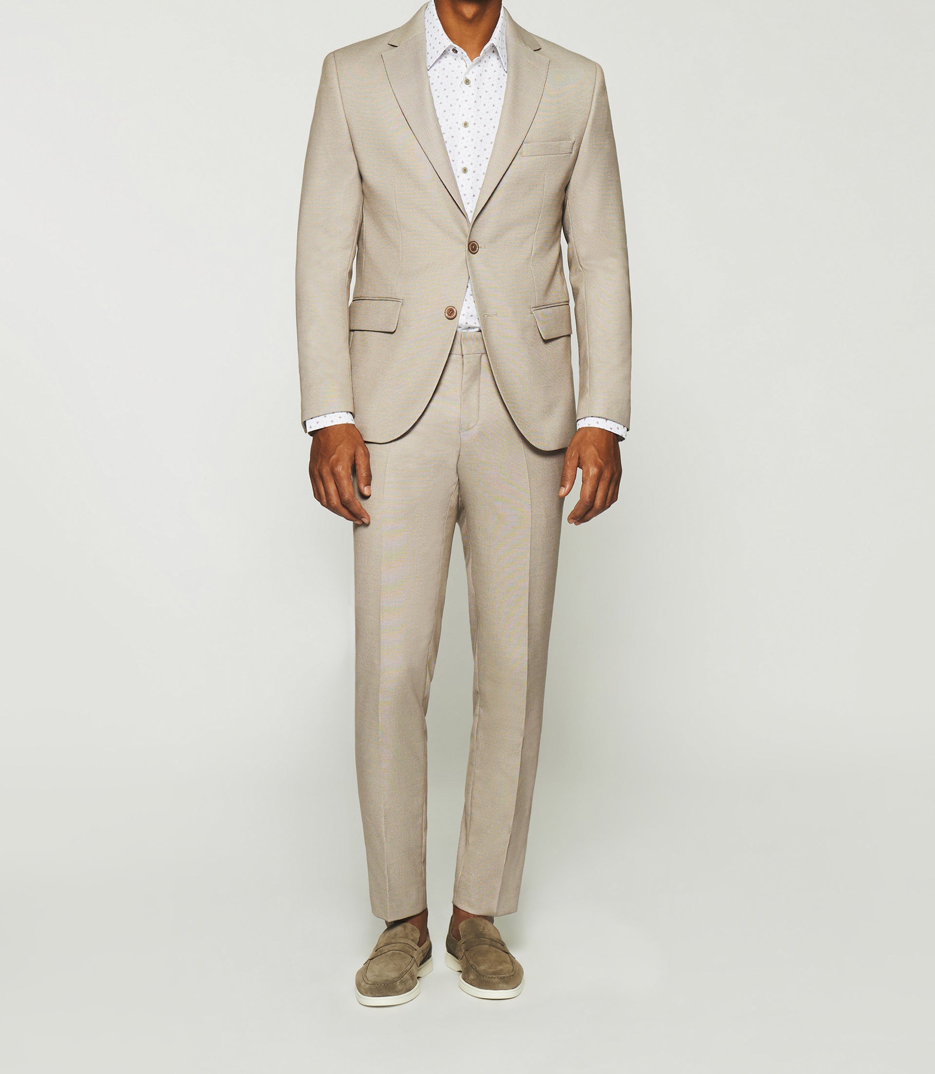 2 beige 2 buttons suit