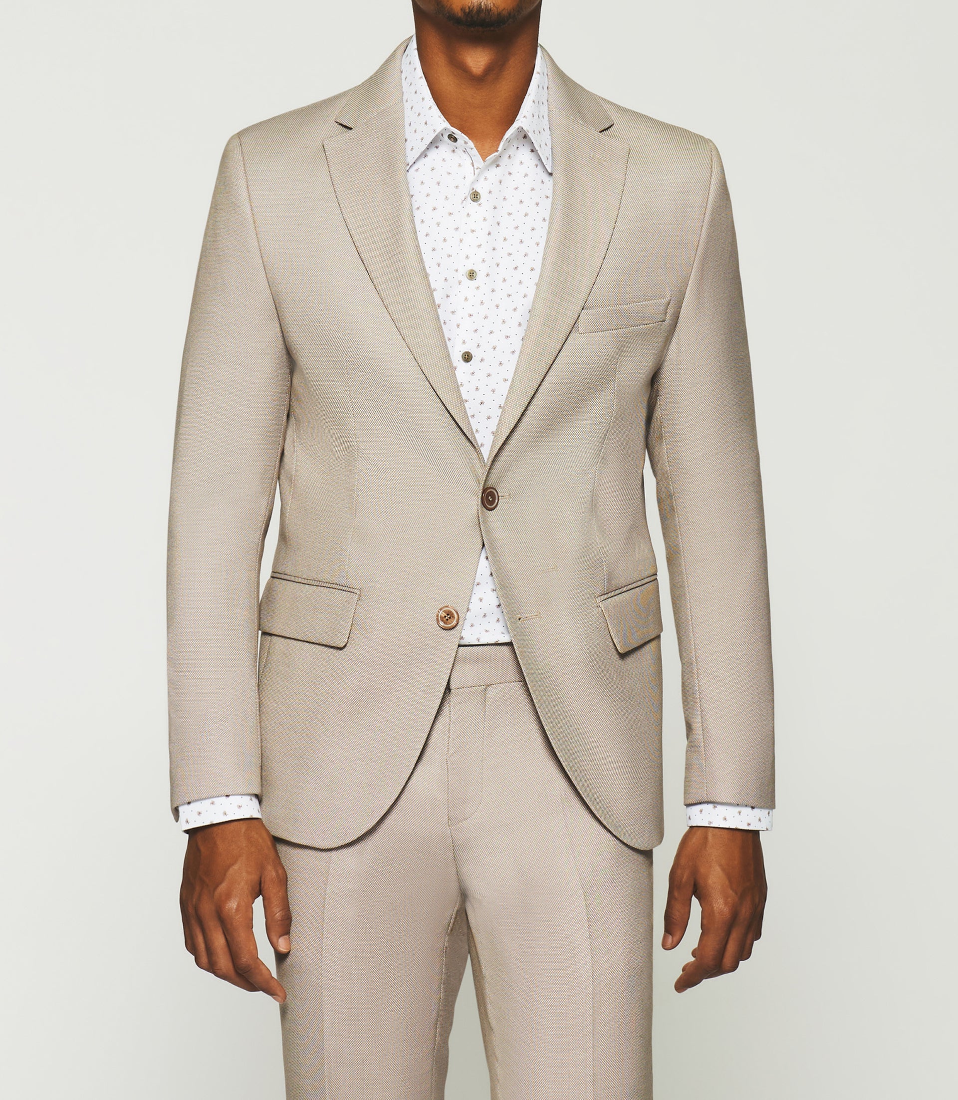 2 beige 2 buttons suit