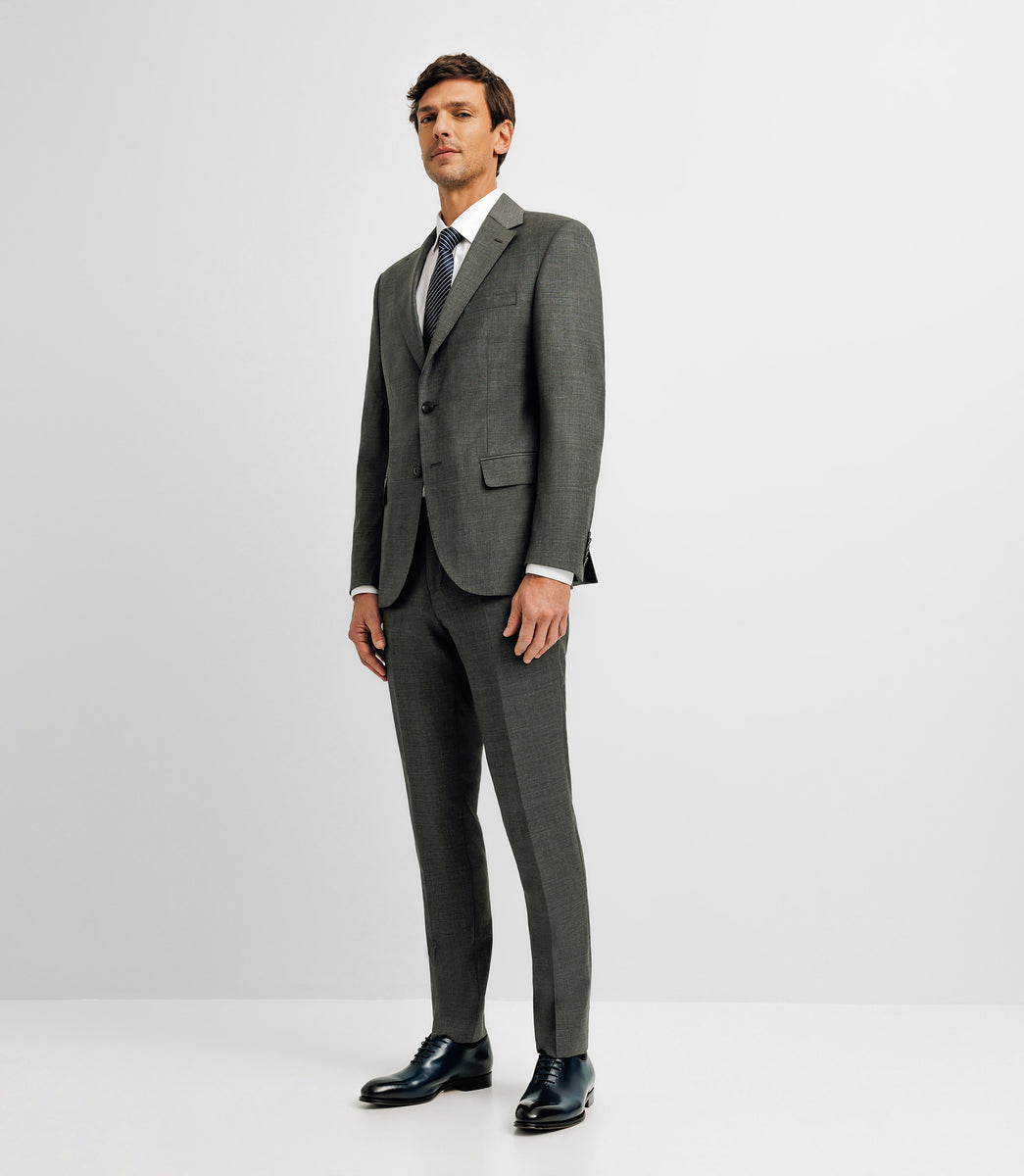 2-button suit in medium grey wool FLATTEUR