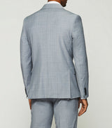 Light blue checkered suit 2 rail buttons