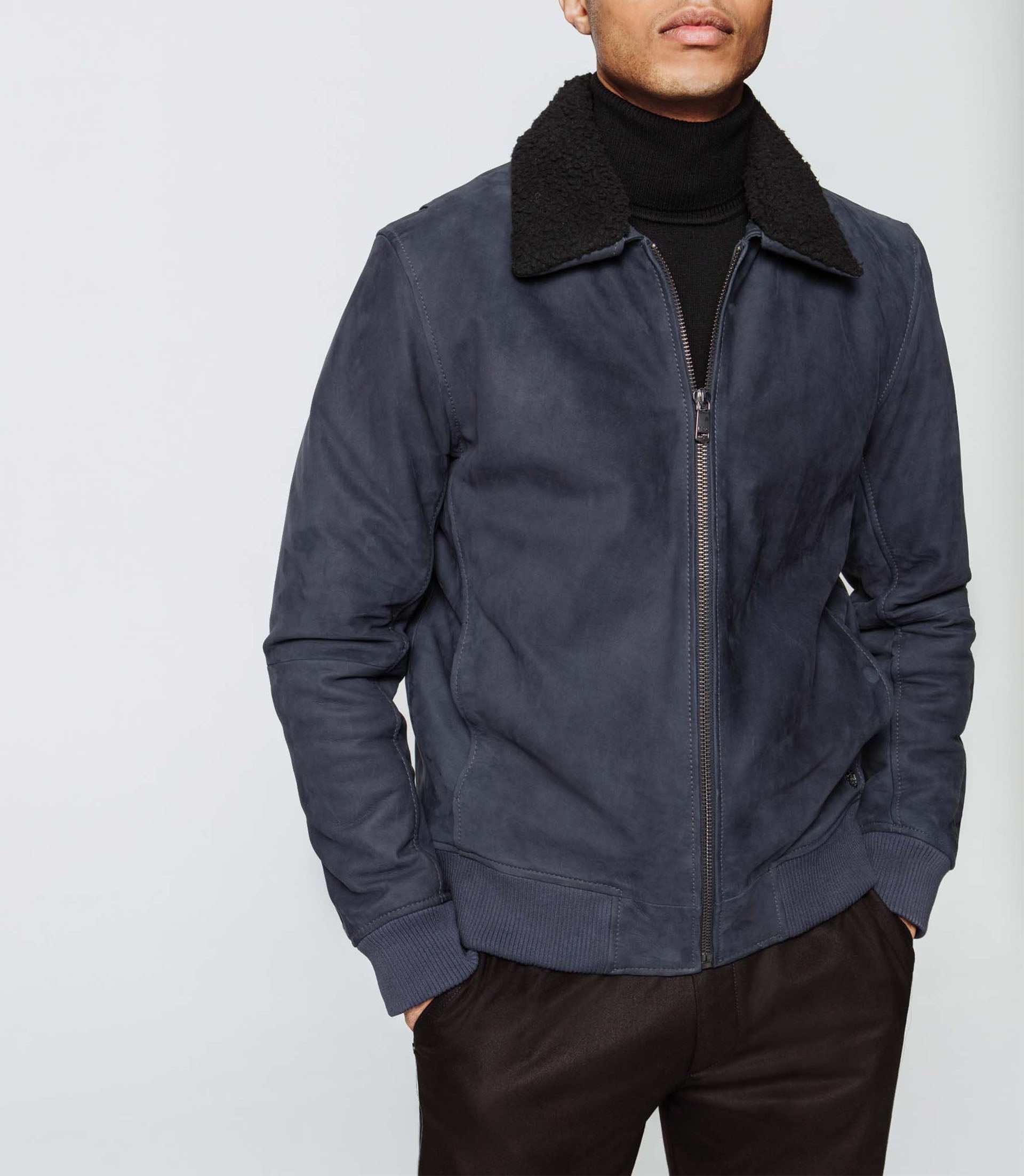 Wagon" navy suede jacket