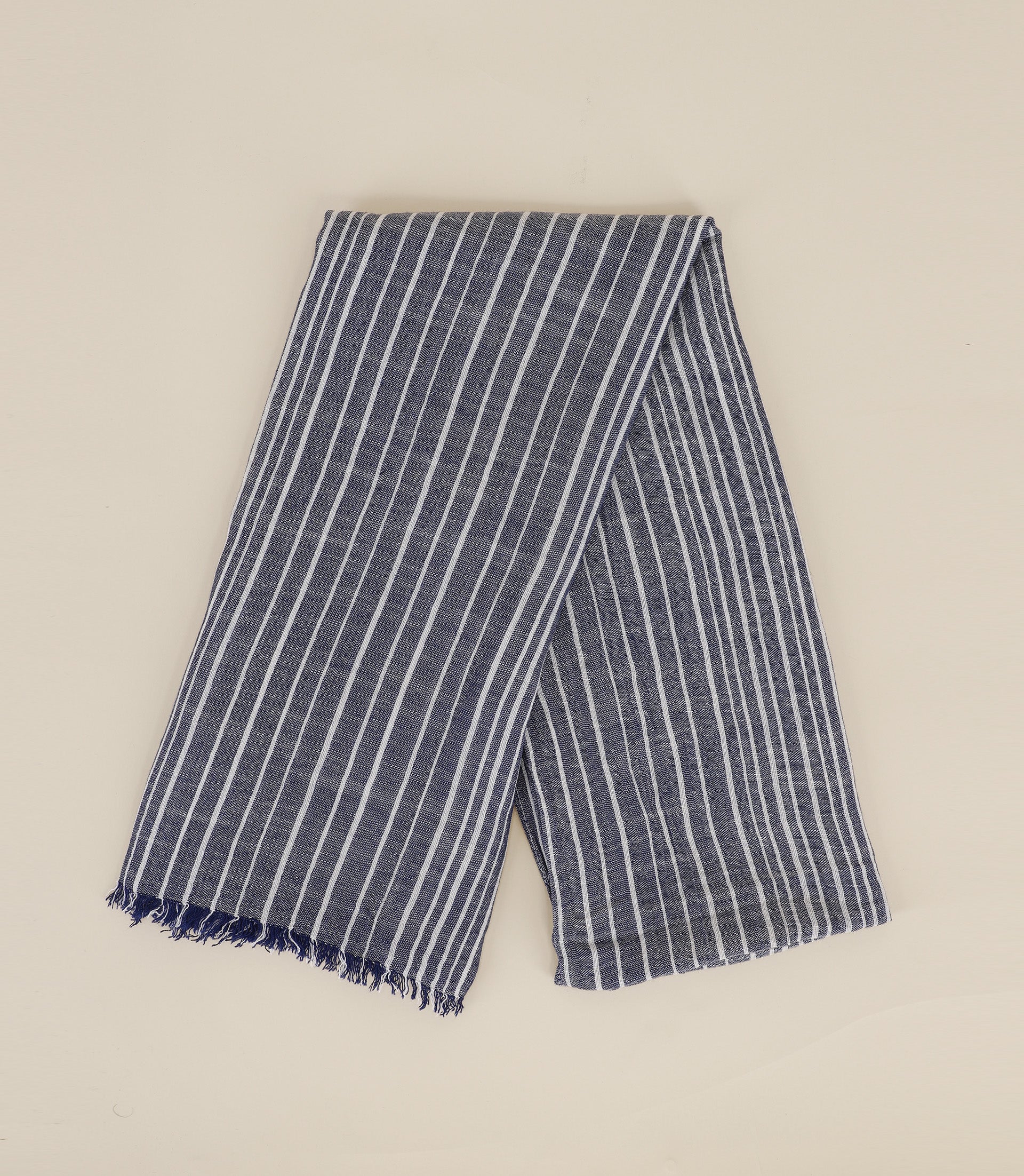 Indigo contrasting striped scarf