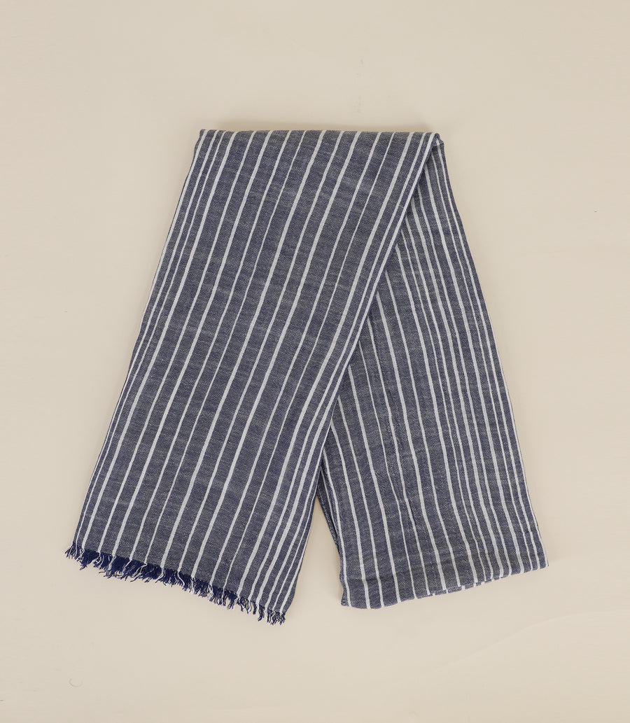 Insigo indigo scarf with contrasting stripes