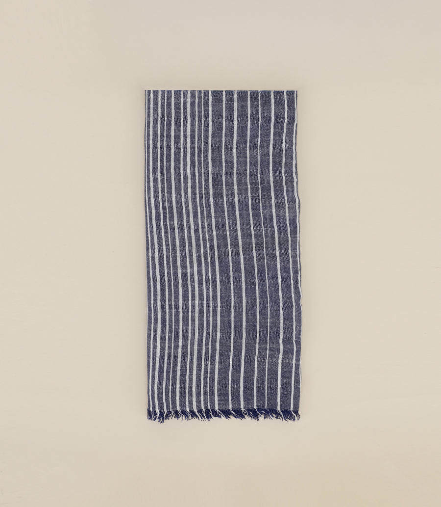 Insigo indigo scarf with contrasting stripes