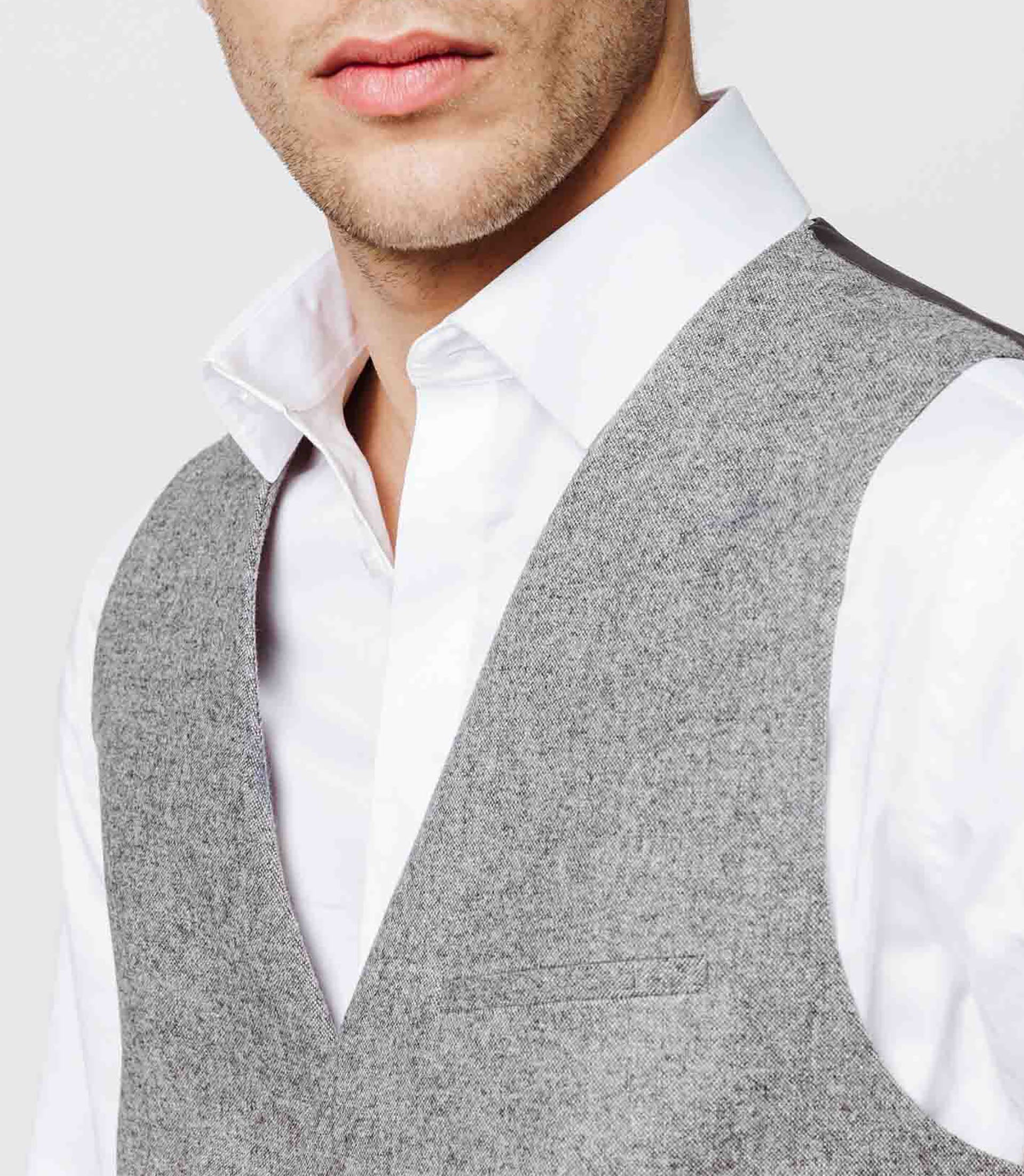 Light grey tweed city vest