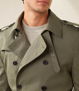 Jake" khaki double-breasted trench coat