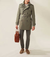 Jake" khaki double-breasted trench coat