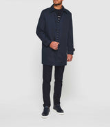 Haider" navy long straight trench coat