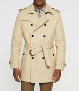 Beige cotton double-breasted trench coat IDANO