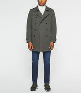 Double-breasted trench coat in dark khaki cotton IDANO