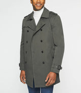 Double-breasted trench coat in dark khaki cotton IDANO