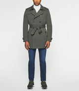 Double-breasted trench coat in dark khaki cotton IDANO