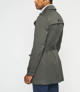 Double-breasted trench coat in dark khaki cotton IDANO