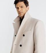 Manteau croisé avec col fourrure beige - IZAC