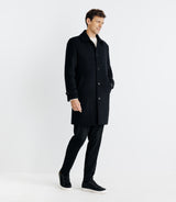 Manteau long droit noir - IZAC